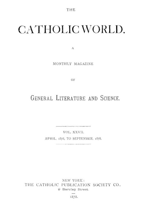 Католический мир, Vol. 27 апреля 1878 г. - сентябрь 1878 г.