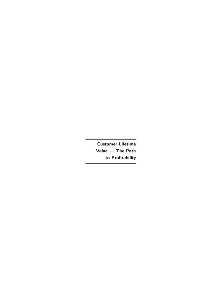 Customer lifetime value : the path to profitability