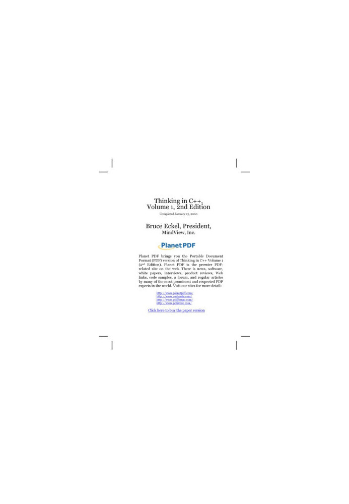 Thinking in C++ Volume 1