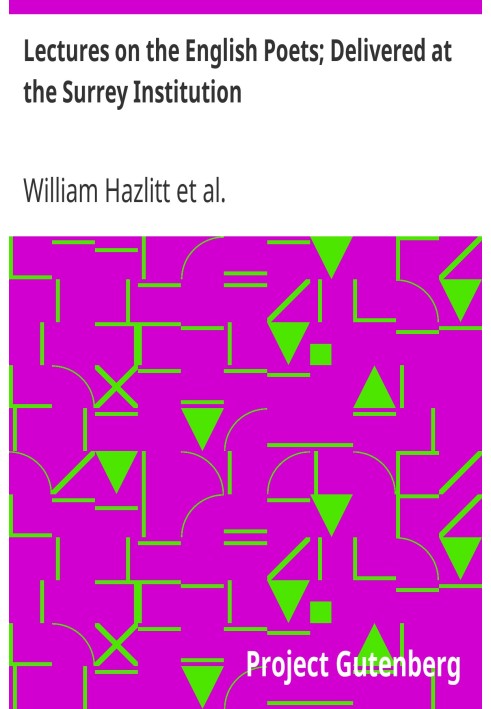 Лекції про англійських поетів; Доставлено в Суррейському інституті