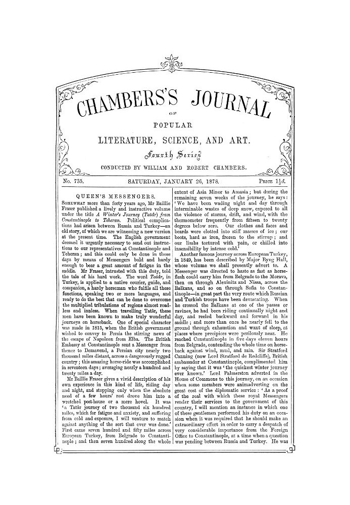 Chambers's Journal of Popular Literature, Science, and Art, No. 735, January 26, 1878