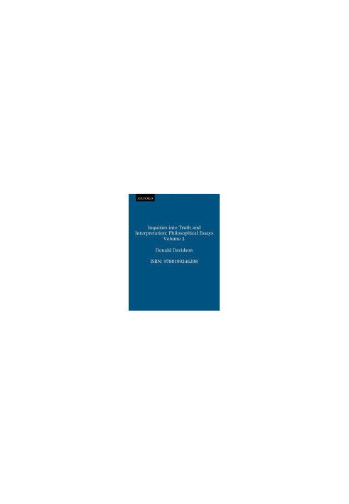Inquiries Into Truth and Interpretation: Philosophical Essays