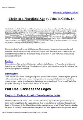 Christ in a Pluralistic Age