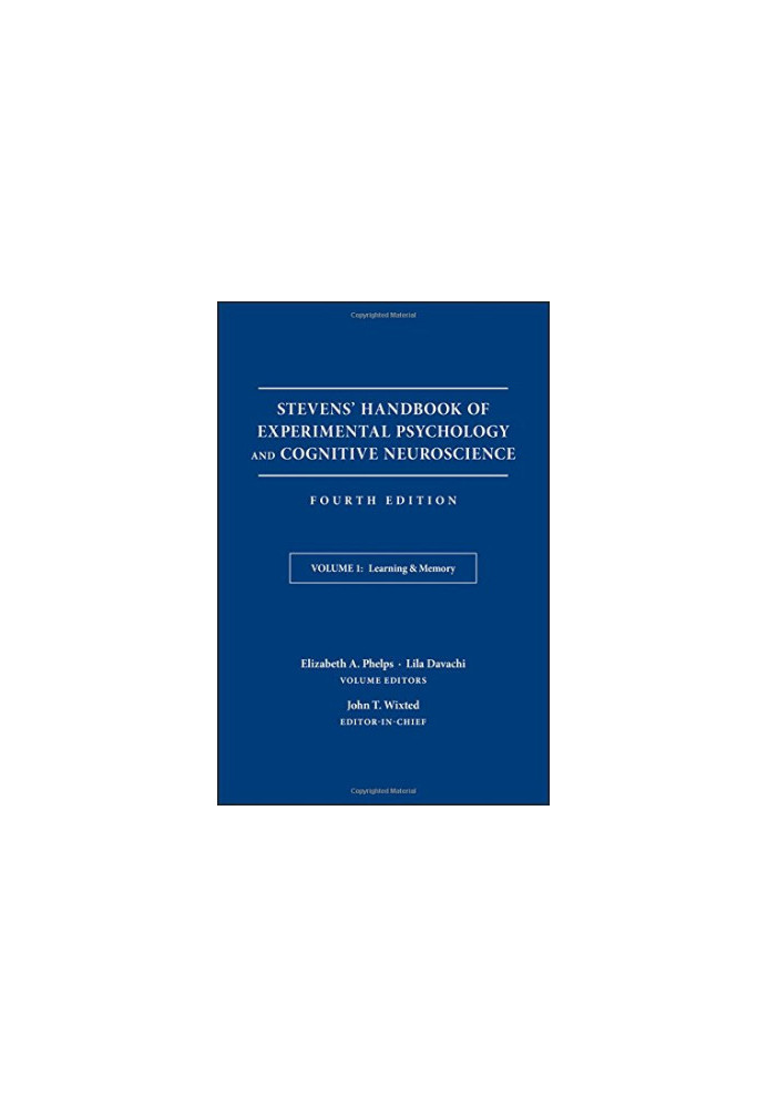 Stevens' handbook of experimental psychology and cognitive neurosciencenVolume 1, Learning et memory