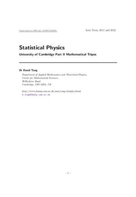Statistical Physics. University of Cambridge Part II Mathematical Tripos