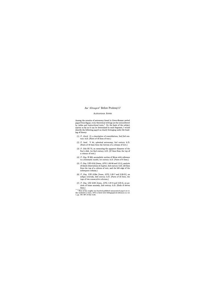 An Almagest before Ptolemy's?