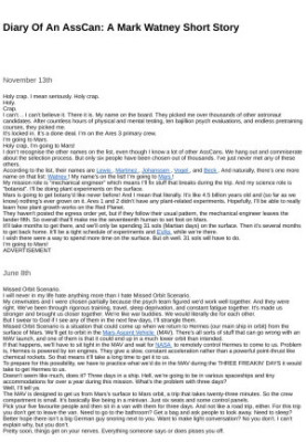 Diary Of An AssCan - A Mark Watney Short Story (The Martian 0.5)