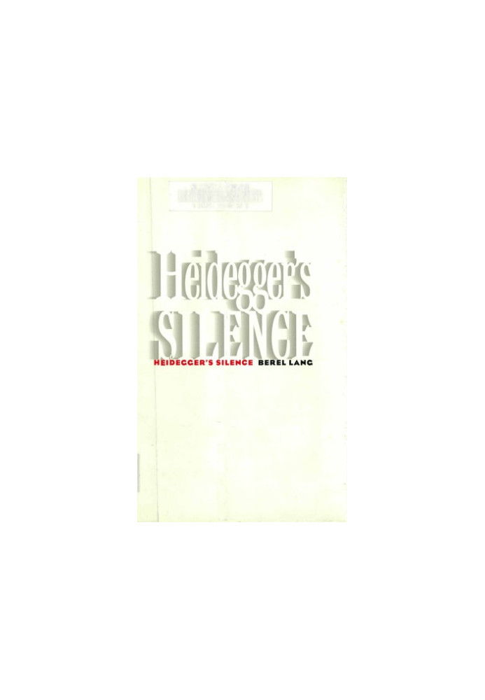 Heidegger’s silence