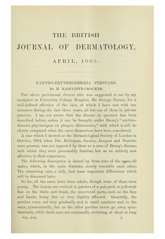 The British Journal of Dermatology, April 1905