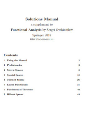 Solutions Manual. А supplement to Functional Analysis by Sergei Ovchinnikov