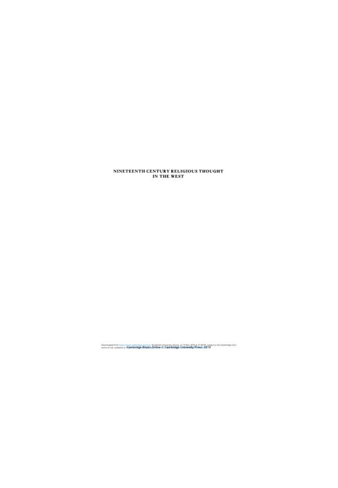 Nineteenth Century Religious Thought in The West