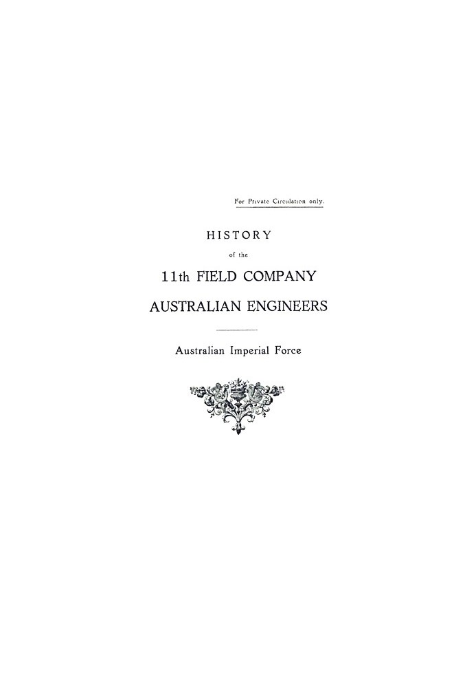 History of the 11th Field Company Australian Engineers, Australian Imperial Force