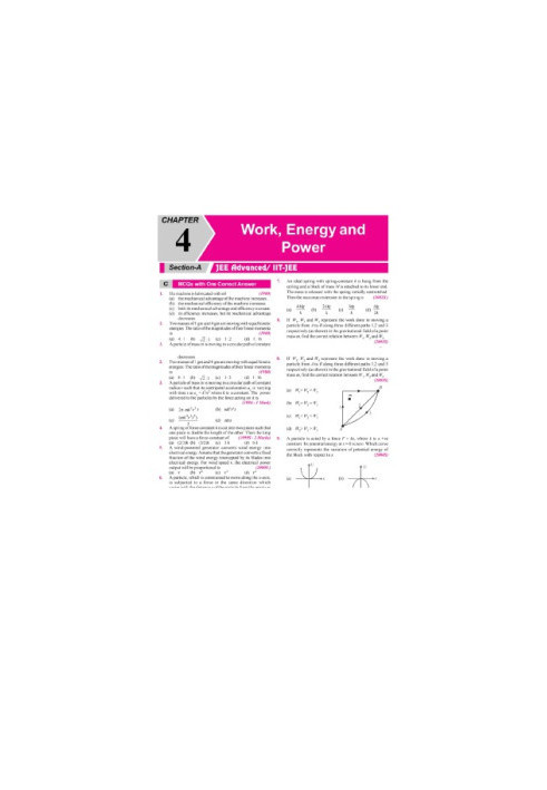 Work Energy and Power IIT JEE Chapter wise Solution 1978 to 2017 along with AIEEE IIT JEE main