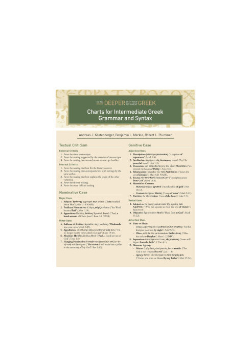 Charts for Intermediate Greek Grammar and Syntax (Going Deeper With New Testament Greek)