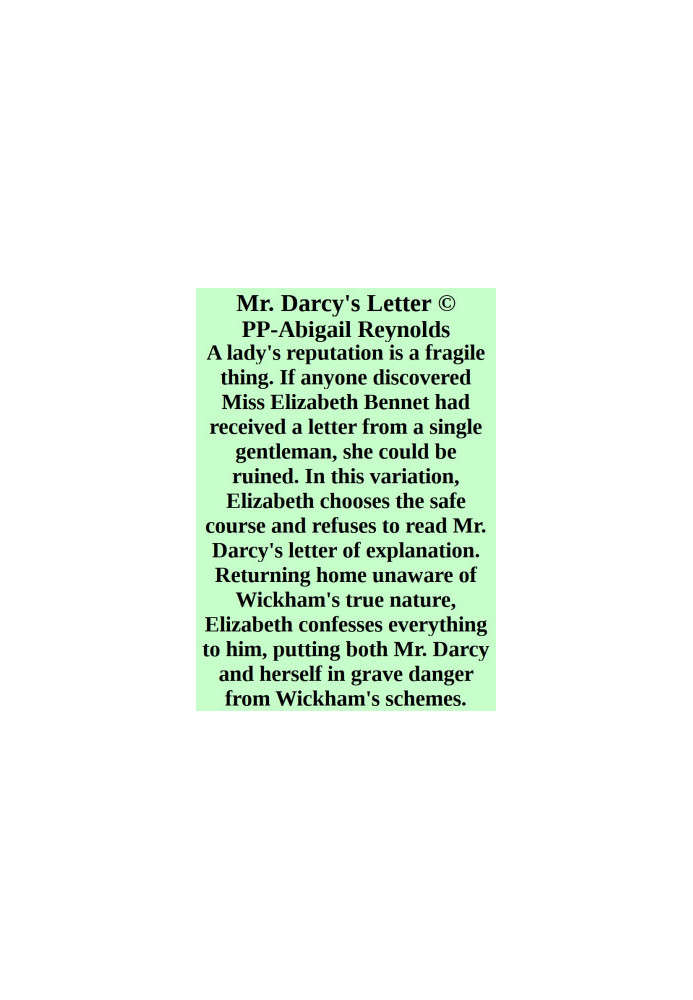 Mr. Darcy's Letter