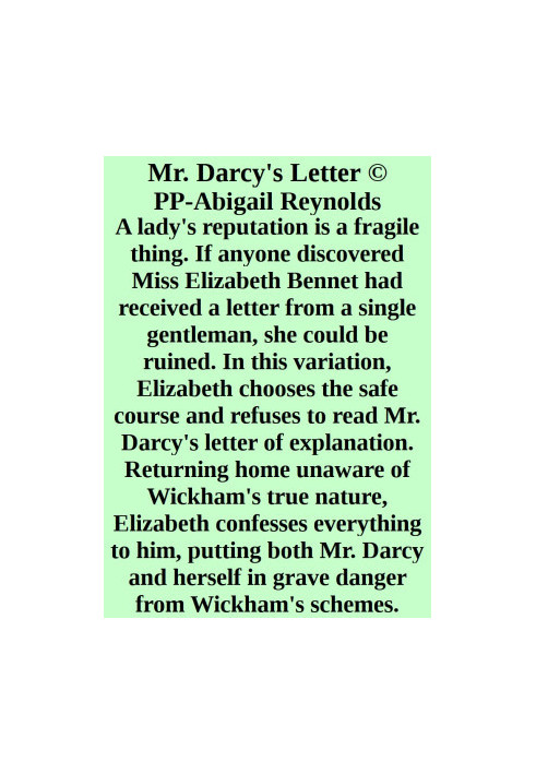 Mr. Darcy's Letter
