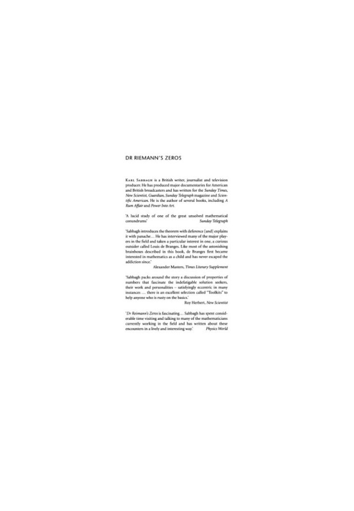 Dr. Riemann's zeros: [the search for the $1 million solution to the greatest problem in mathematics]