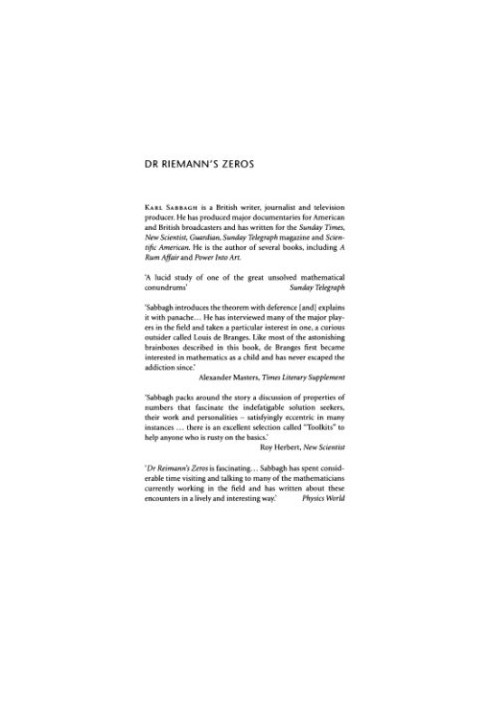 Dr. Riemann's zeros: [the search for the $1 million solution to the greatest problem in mathematics]