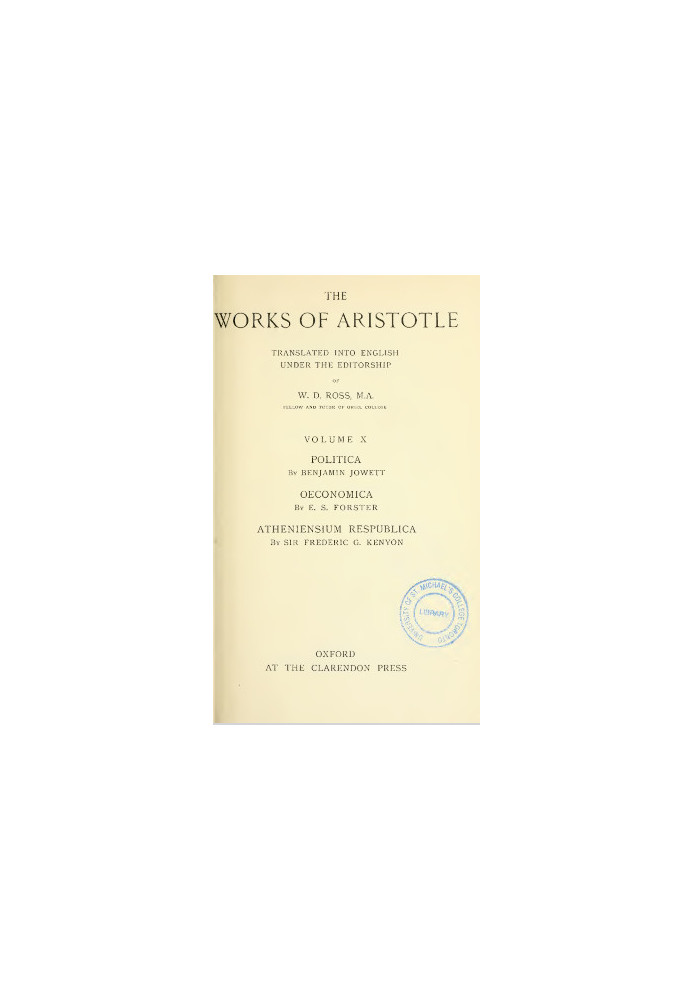 The Works of Aristotle, Volume 10