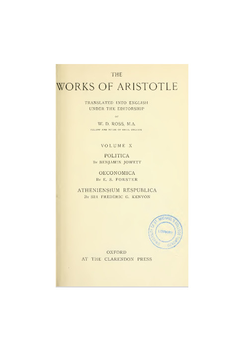 The Works of Aristotle, Volume 10