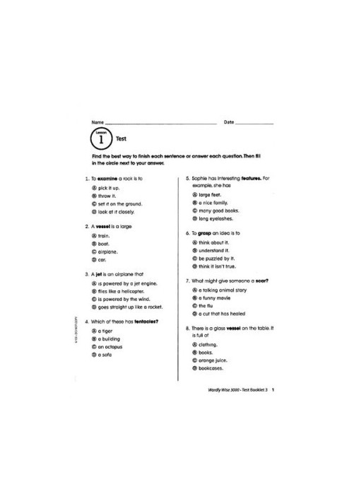 Wordly Wise, Grade 3, Test Booklet (4th Edition)
