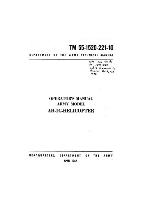 Operators Manual Army Model AH-1G helicopter (TM 55-1520-221-10)