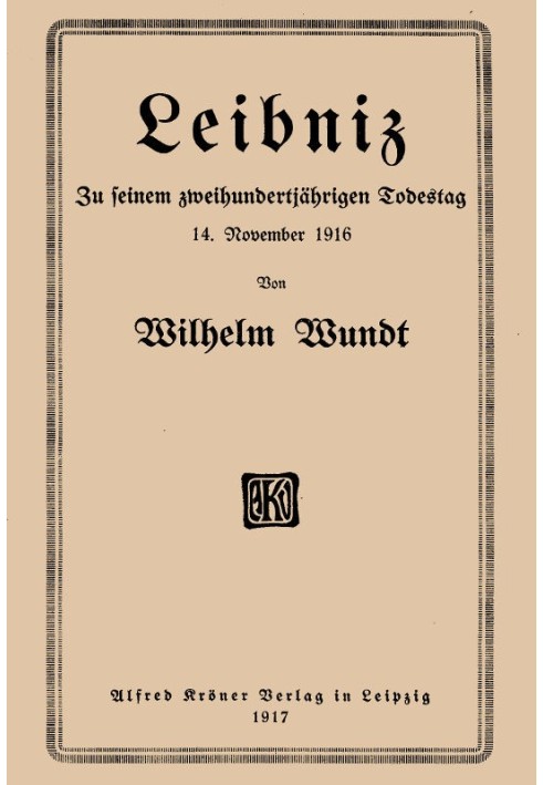 Leibniz: On the bicentenary of his death, November 14, 1916