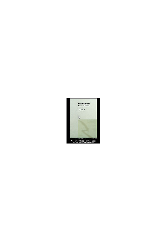 Walter Benjamin : the colour of experience