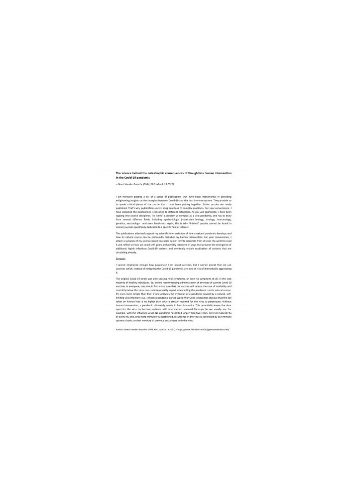 The science behind the catastrophic consequences of thoughtless human interventon in the Covid-19 pandemic