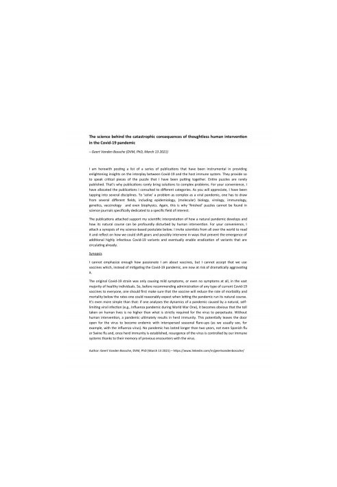 The science behind the catastrophic consequences of thoughtless human interventon in the Covid-19 pandemic