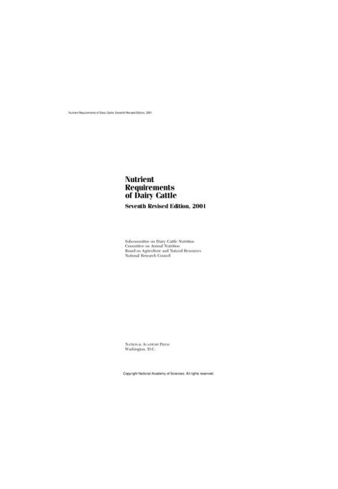 Nutrient Requirements of Dairy Cattle
