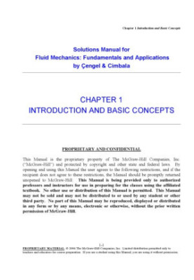 Fluid Mechanics: Fundamentals and Applications - Instructor’s solution manual