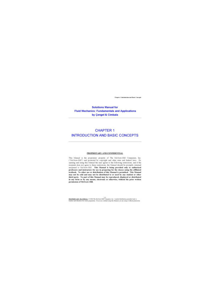 Fluid Mechanics: Fundamentals and Applications - Instructor’s solution manual