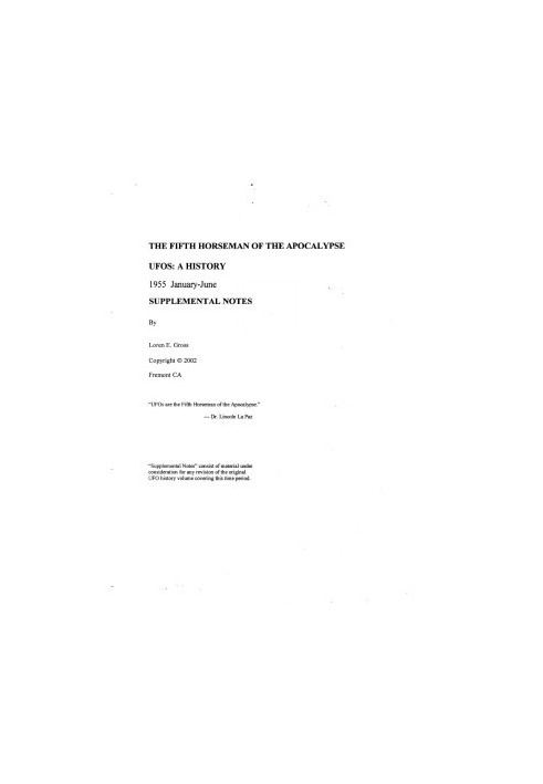 UFOs: A History 1955: January-June Supplemental Notes