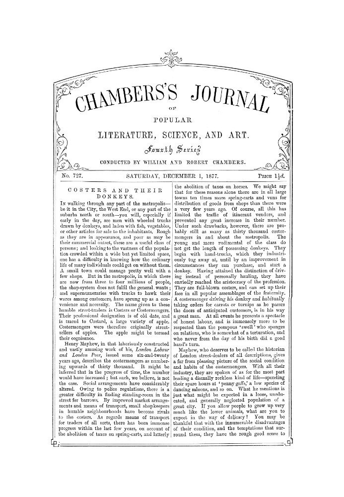 Chambers's Journal of Popular Literature, Science, and Art, № 727, 1 грудня 1877 р.