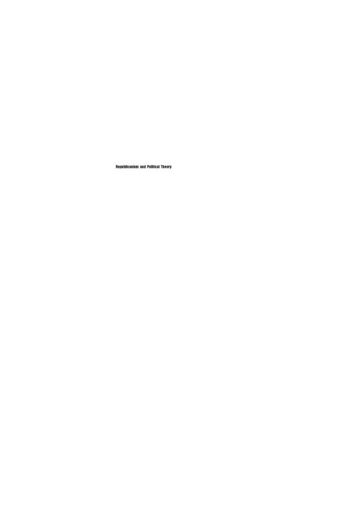 Republicanism and Political Theory