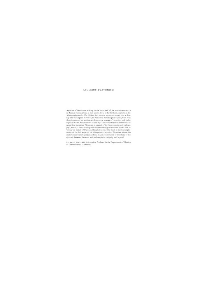 Apuleius’ Platonism: the Impersonation of Philosophy