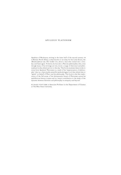 Apuleius’ Platonism: the Impersonation of Philosophy