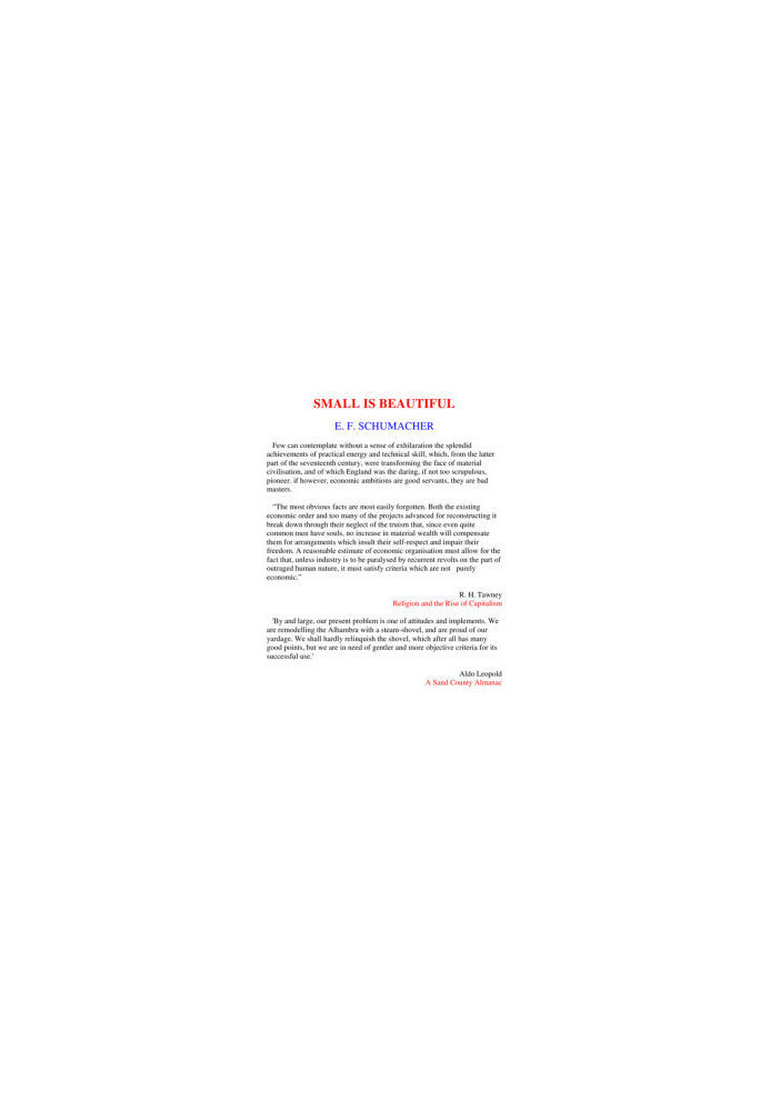 Small Is Beautiful: Economics as if People Mattered