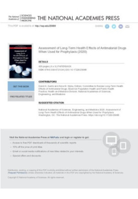 Assessment of Long-Term Health Effects of Antimalarial Drugs When Used for Prophylaxis