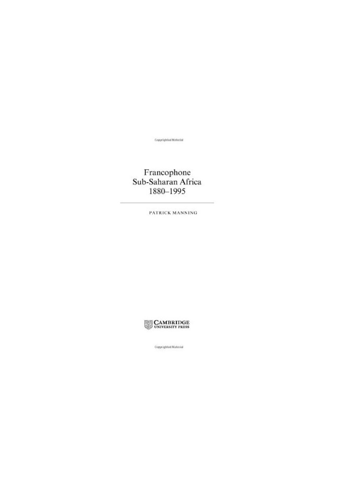 Francophone Sub-Saharan Africa 1880-1995