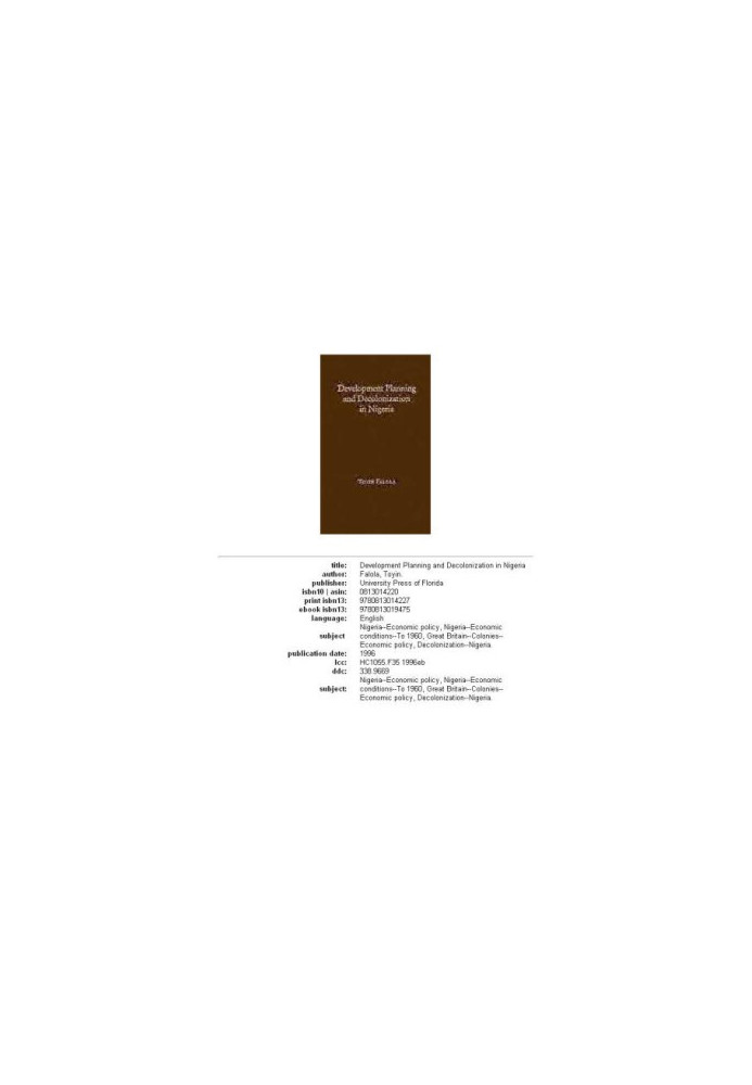 Development planning and decolonization in Nigeria