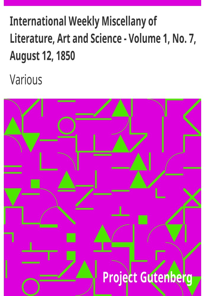 Міжнародний щотижневий збірник літератури, мистецтва та науки - том 1, № 7, 12 серпня 1850 р.