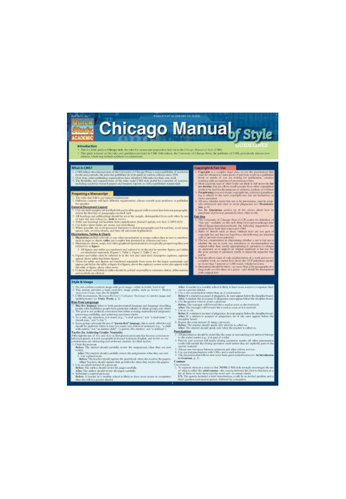 Chicago Manual Of Style Guidelines (QuickStudy Academic)