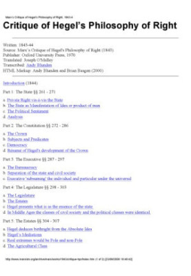 Critique of Hegel's 'Philosophy Of Right'