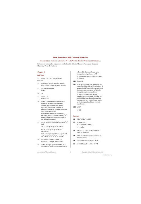 Inorganic Chemistry, 7th ed. - Answers to self tests and exercises