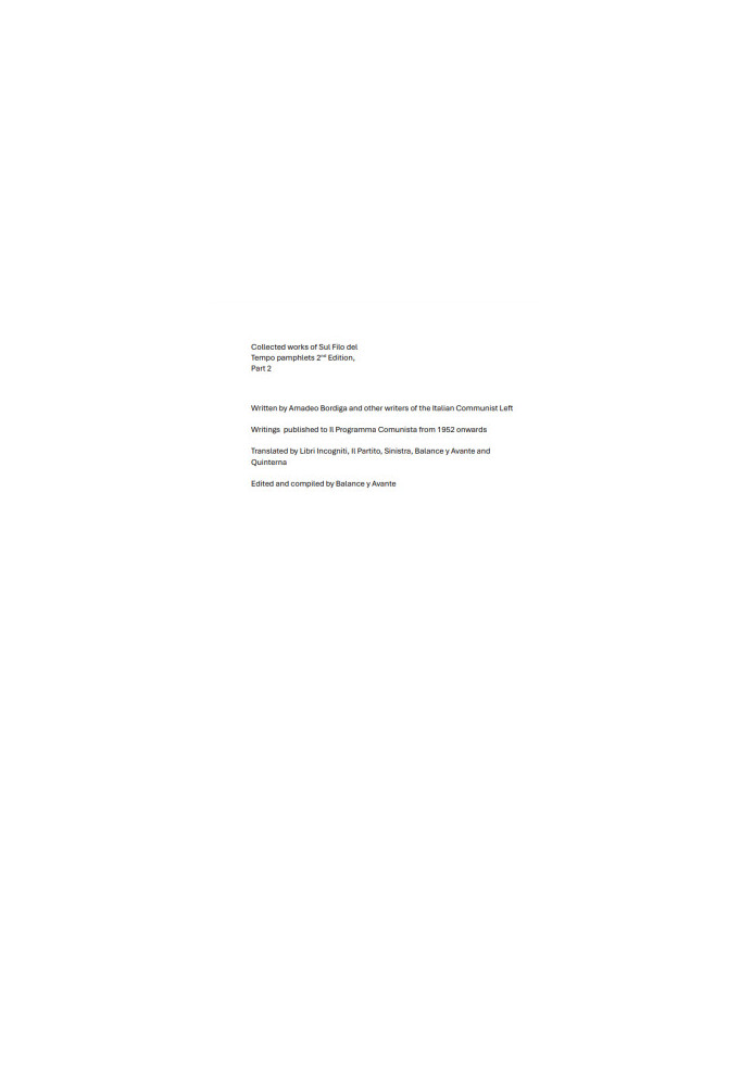 Collected works of Sul Filo del Tempo pamphlets 2nd Edition, Part 2