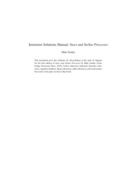 Instructor Solutions Manual: Stars and Stellar Processes