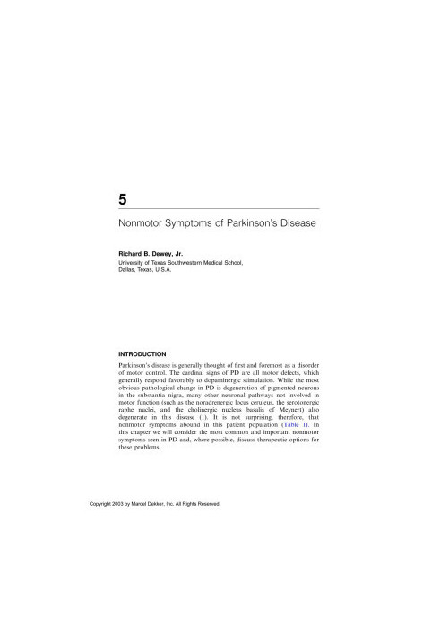 Handbook of Parkinson's Disease