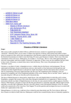 The Teaching Company - The Great Courses - Classics of British Literature